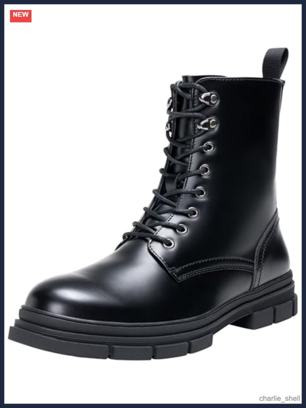 Men's High Top Motorcycle Combat Boots Lace-Up Zipper Calf High